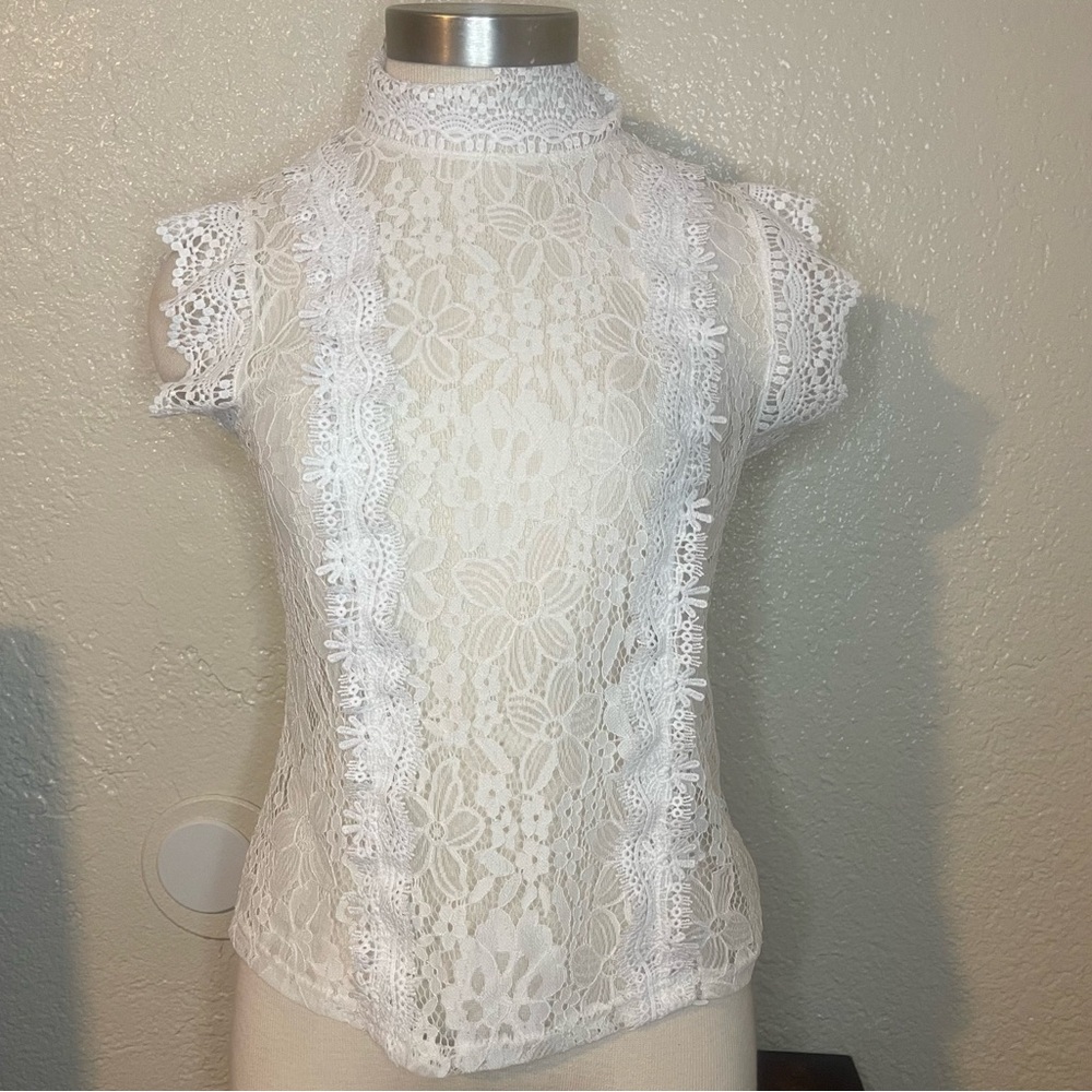 Beautiful white lace turtle neck top